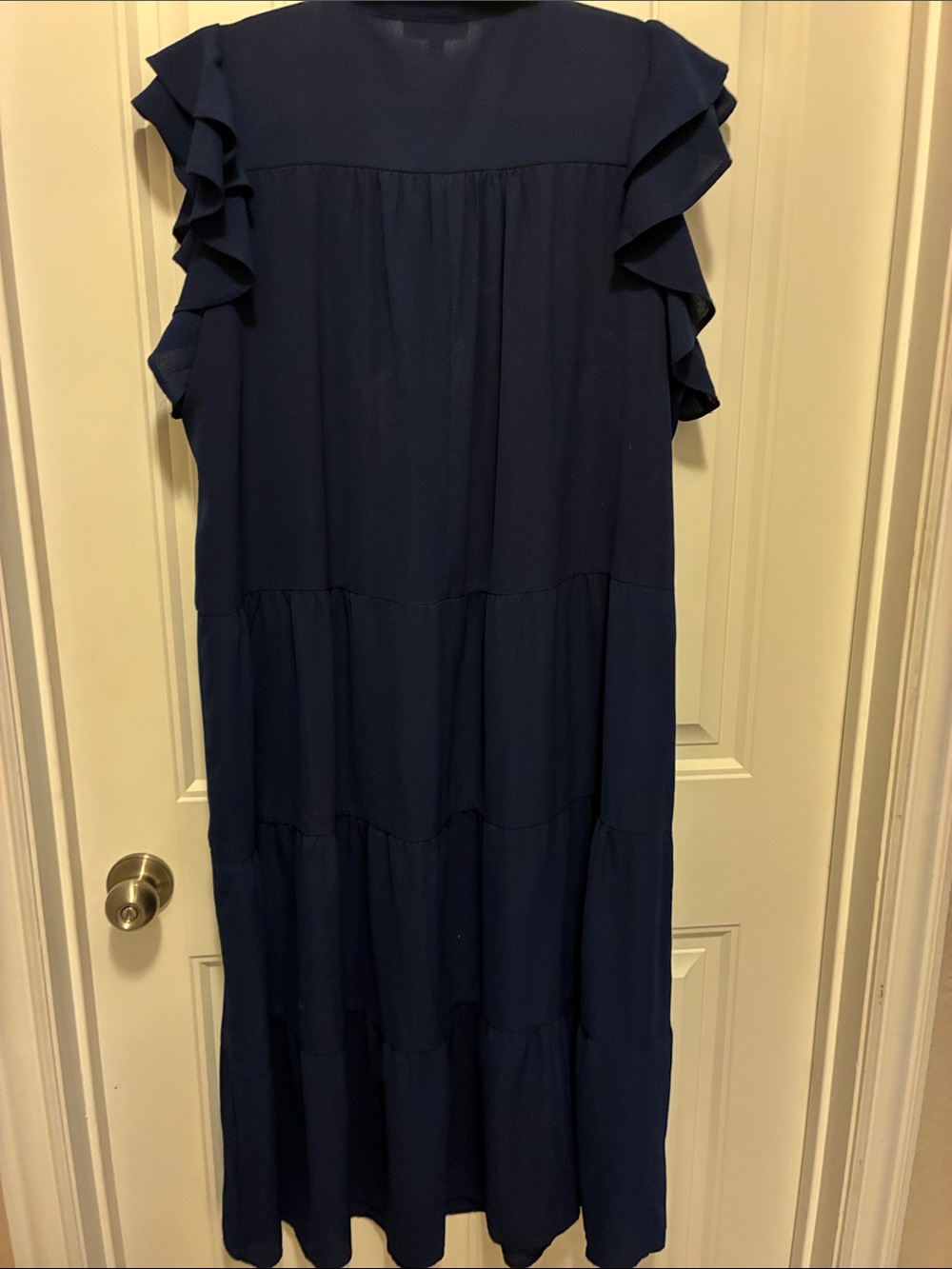 Umgee Navy Ruffle Sleeve Tiered Midi Dress - Picture 5 of 5